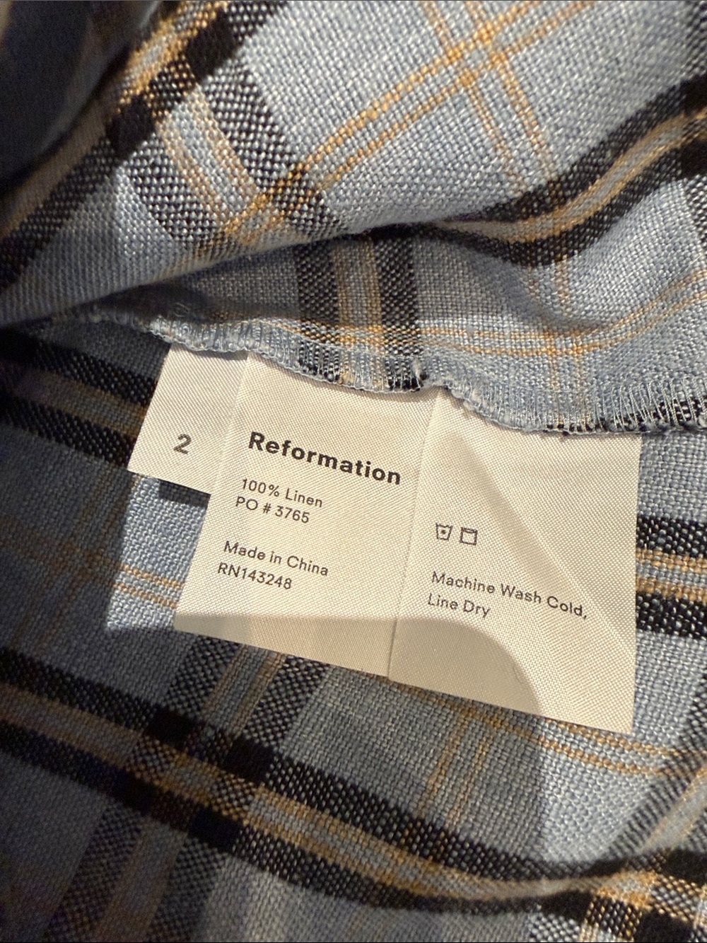 Reformation Light Blue Plaid Linen Mini Skirt size 2 - Picture 6 of 7